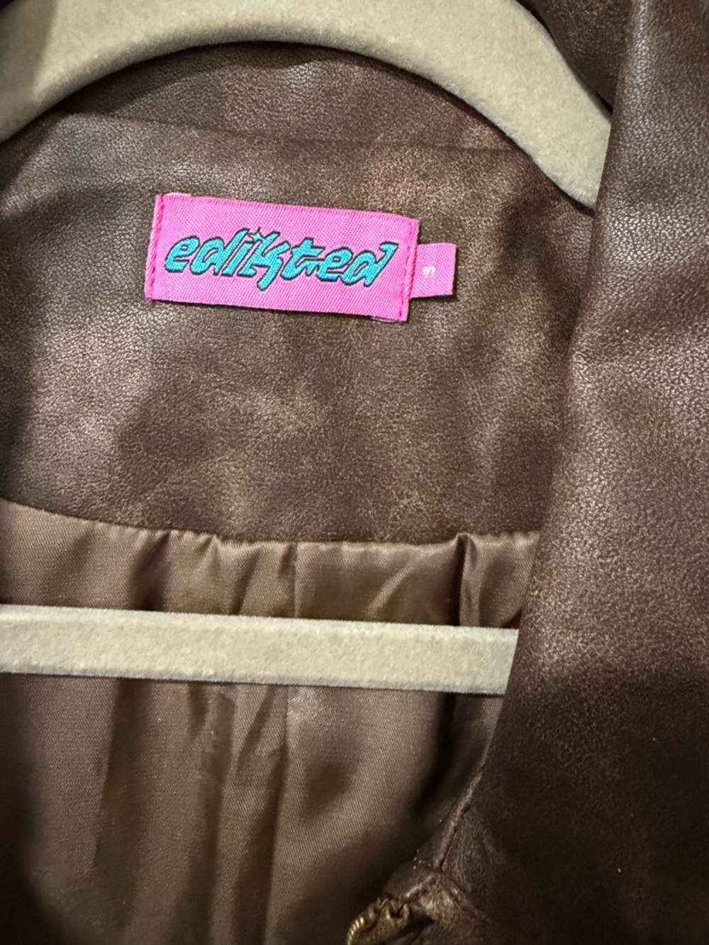Edikted Faux Leather Oversized Jacket in Dark Brown - Picture 3 of 3